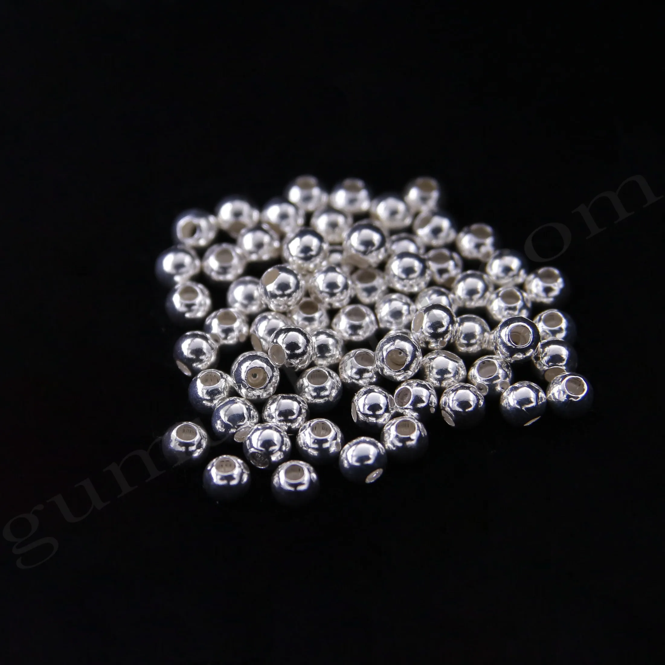 2.5 mm Çapında Düz Parlak Top 925 Ayar Gümüş Yarımamül Toptan Satış