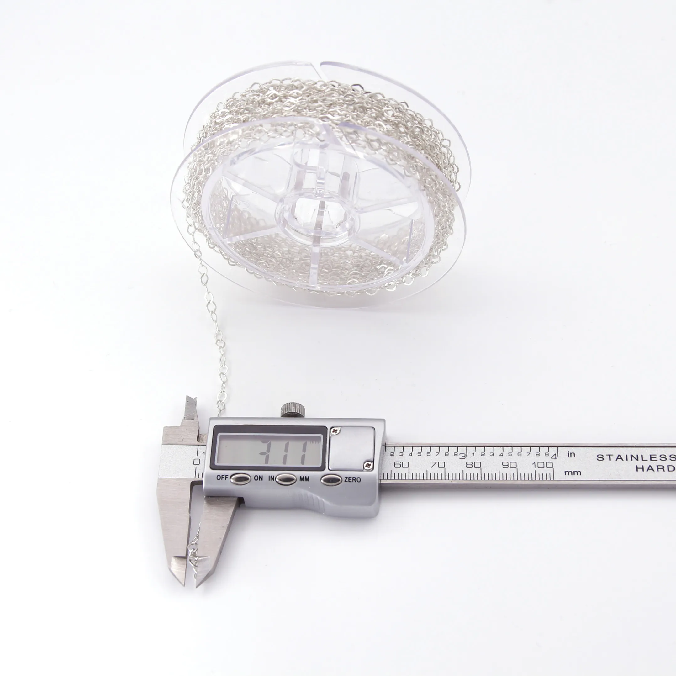 925 Ayar Gümüş Elips Uzatma Zinciri 3,10mm Genişliğinde Metrelik Zincir Toptan Satış