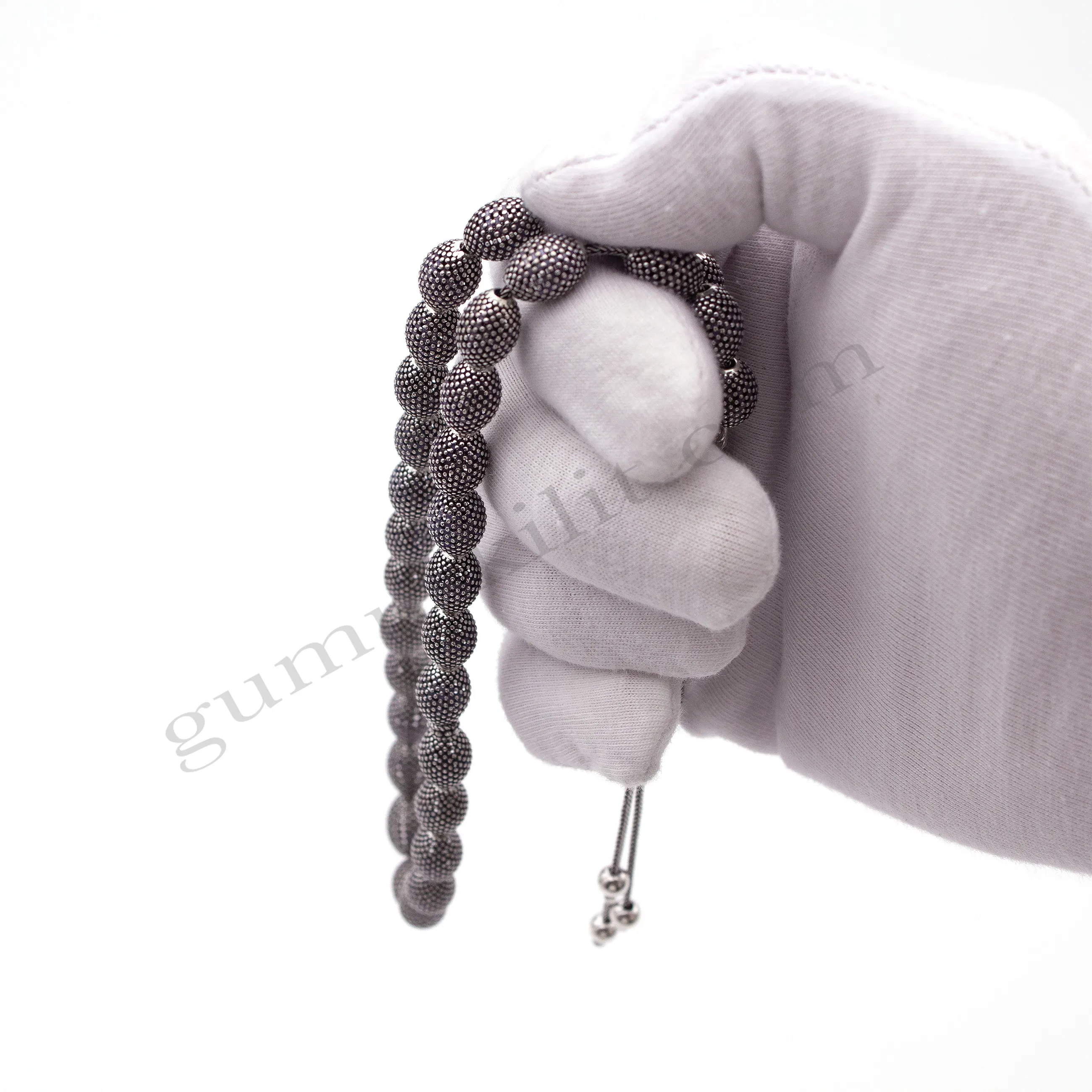 925 Ayar Gümüş Eskitme Otantik Badem Kesim Şık Tesbih