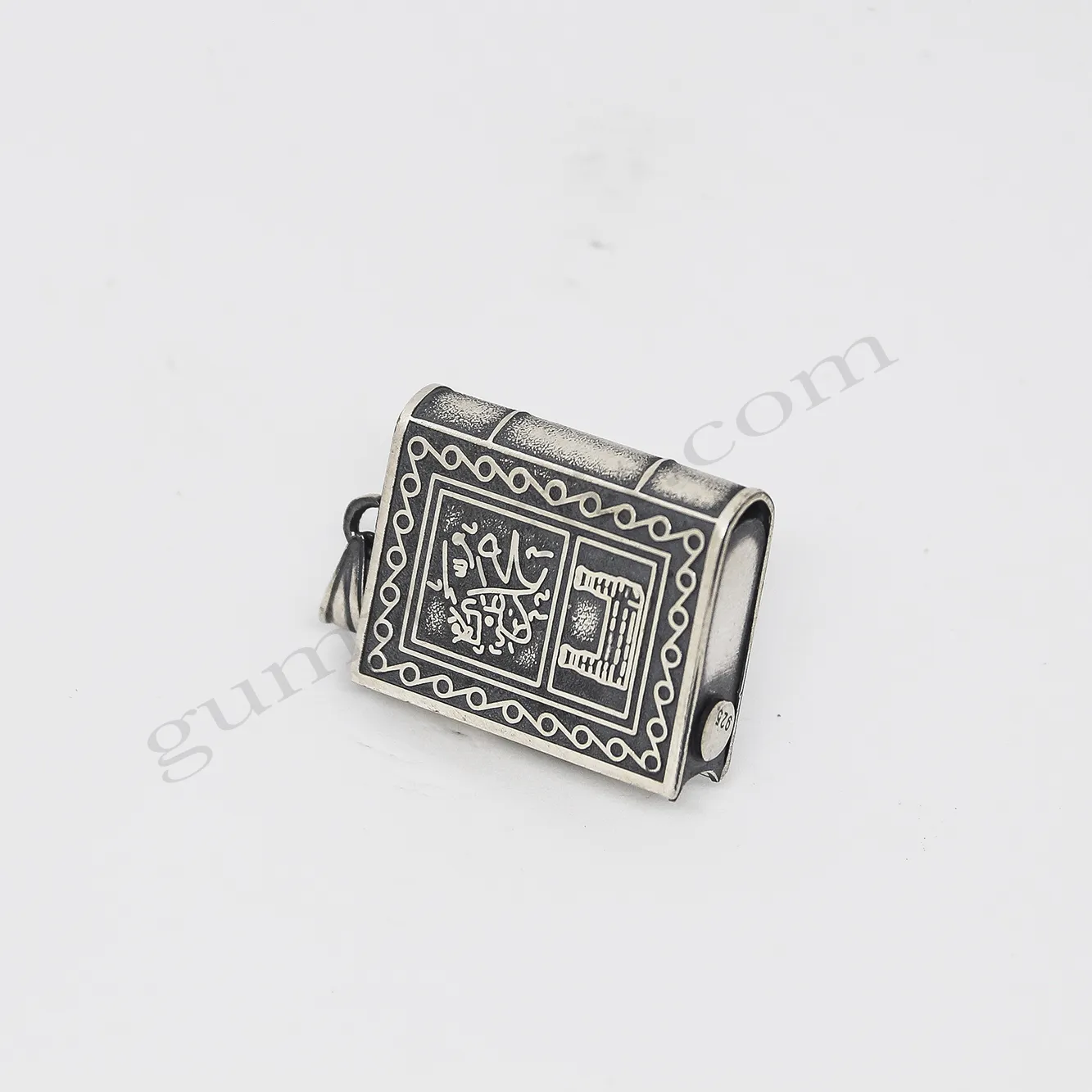 925 Ayar Gümüş Kitap Model Kabe İşlemeli Muskalık Kolye Ucu