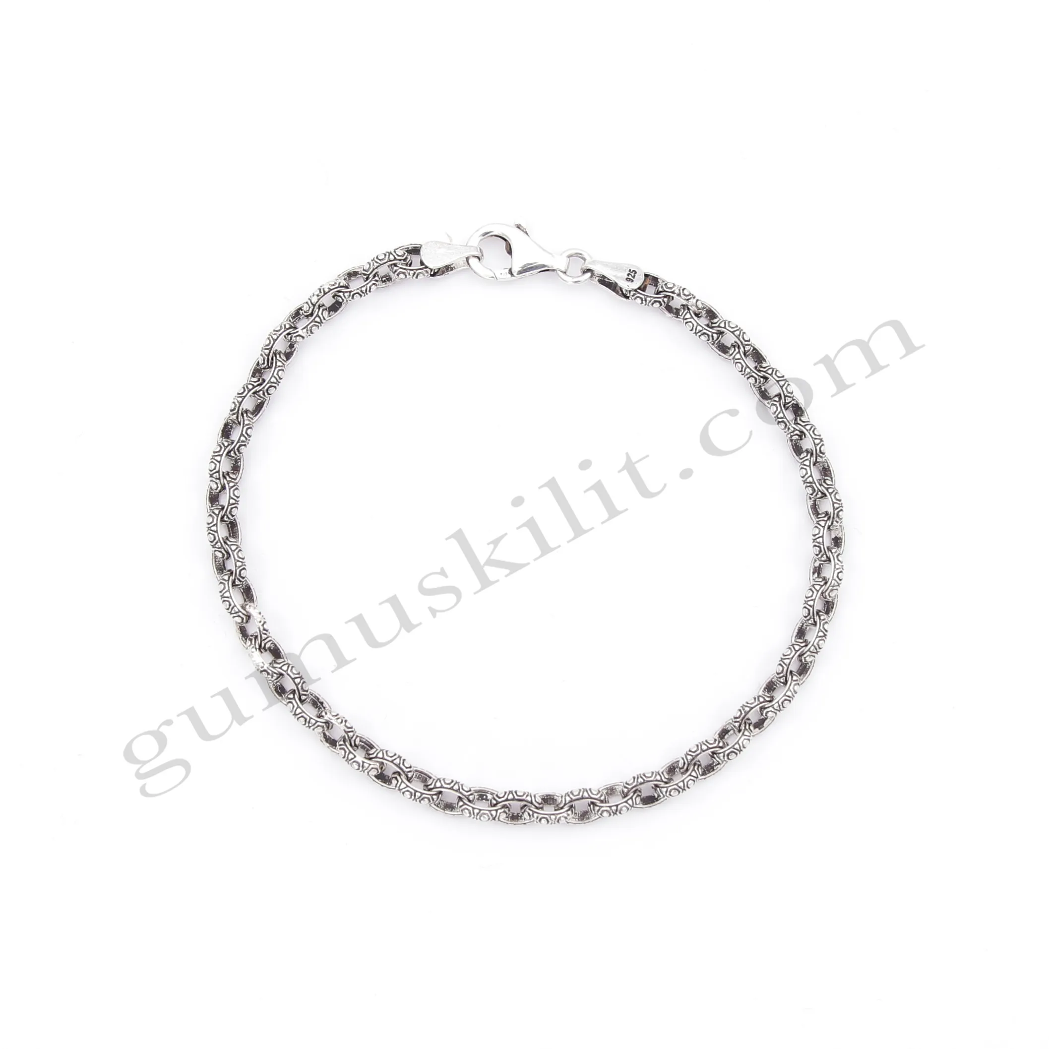 Desenli, Döküm Doç Bileklik 5mm Çapında 925 Ayar