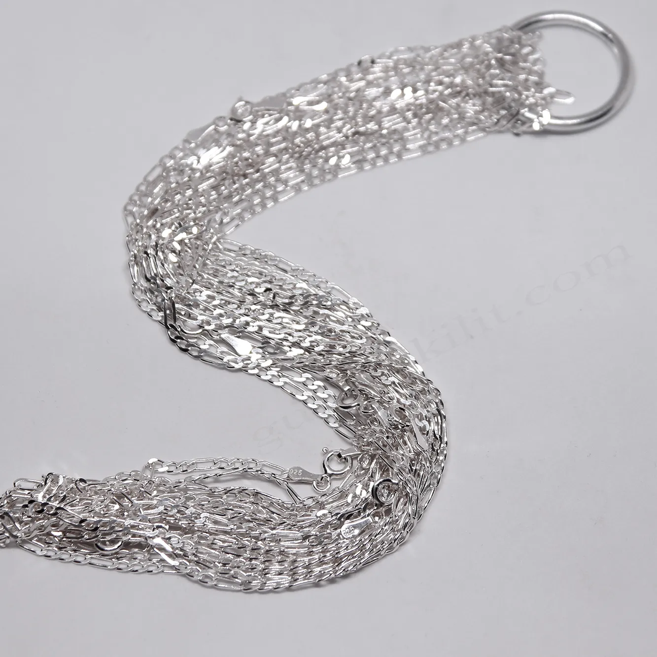 Figaro 50 Mikron Zincir, Kolye 50cm,55cm,60cm,65cm Sterling Silver
