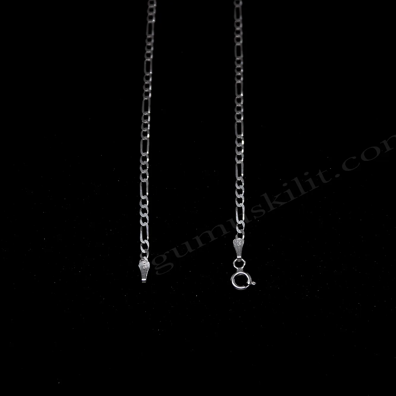 Figaro 50 Mikron Zincir, Kolye 50cm,55cm,60cm,65cm Sterling Silver