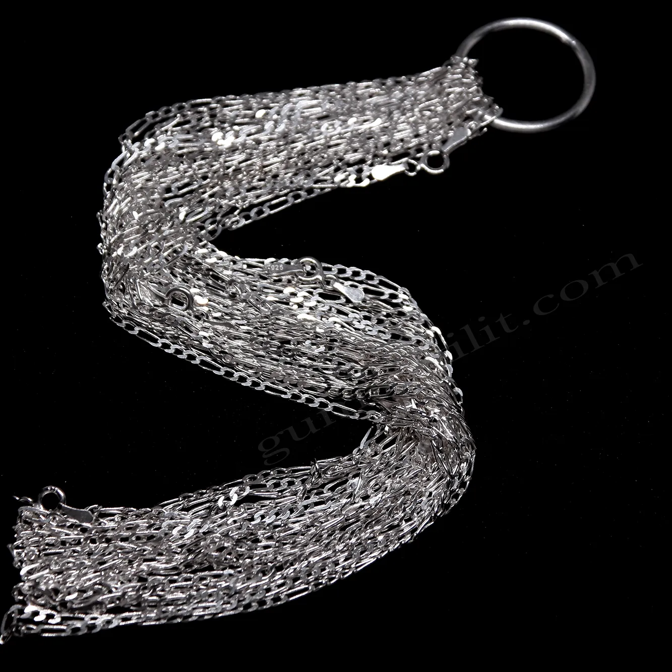 Figaro 50 Mikron Zincir, Kolye 50cm,55cm,60cm,65cm Sterling Silver