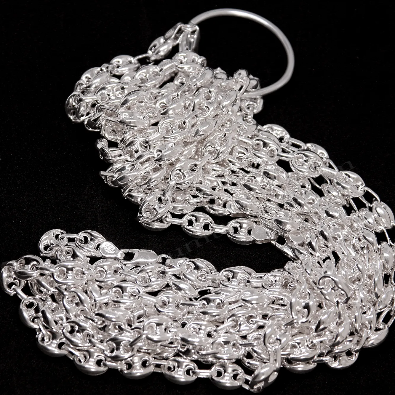 Gemici Zincir Model 3,40mm Kalınlığında 7mm Genişliğinde kalınlığında 925 Ayar Gümüş Zincir, Kolye Toptan