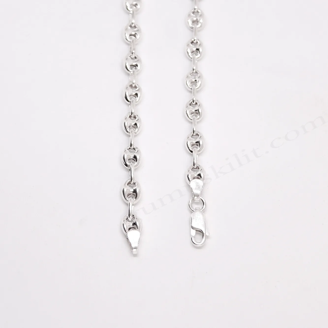 Gemici Zincir Model 3mm Kalınlığında 6,10mm genişliğinde 925 Ayar Gümüş Zincir, Kolye Toptan