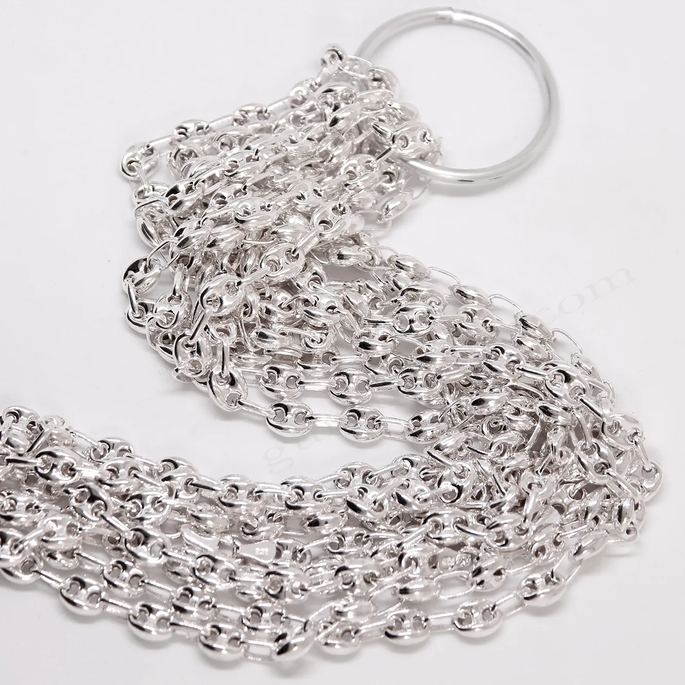 Gemici Zincir Model 3mm Kalınlığında 6,10mm genişliğinde 925 Ayar Gümüş Zincir, Kolye Toptan