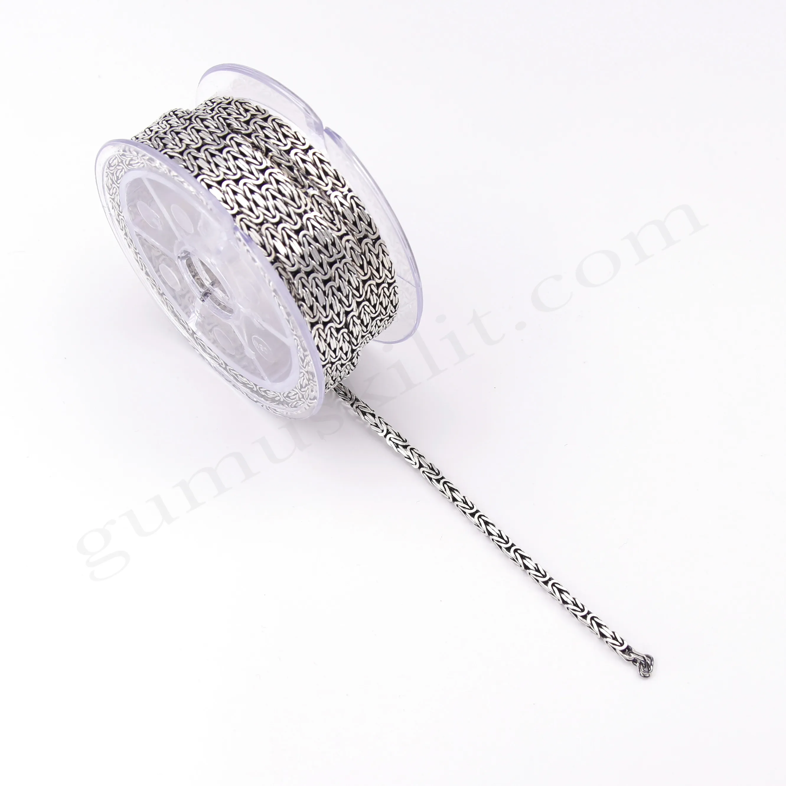 Gümüş Kral Zincir Kare Model 80 Mikron 3,10mm kalınlığında 925 Ayar Toptan Satış Metrelik Zincir