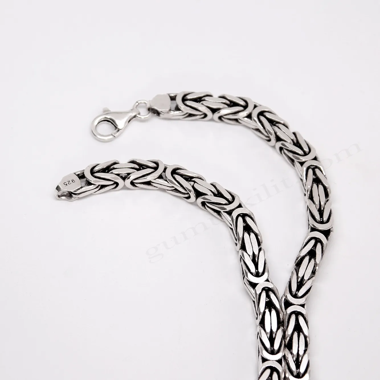 Kral Kare Model Gümüş Zincir 6,2mm Kalınlığında Toptan 925 Ayar Gümüş