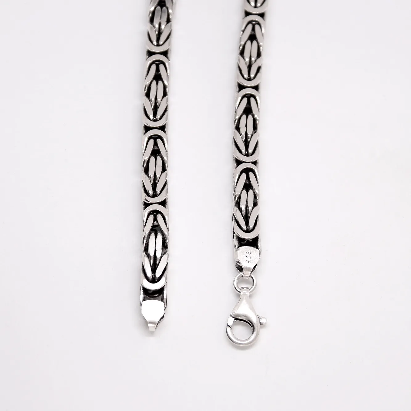 Kral Kare Model Gümüş Zincir 6,2mm Kalınlığında Toptan 925 Ayar Gümüş