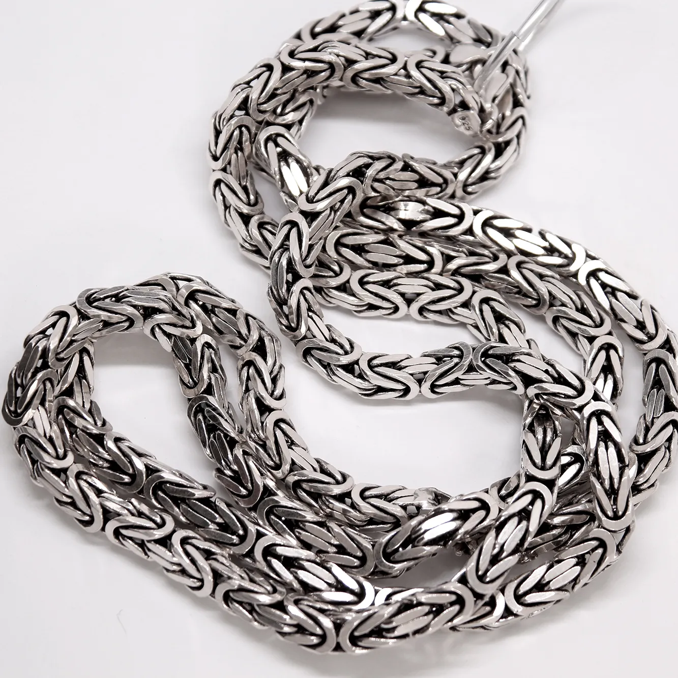 Kral Kare Model Gümüş Zincir 6,2mm Kalınlığında Toptan 925 Ayar Gümüş