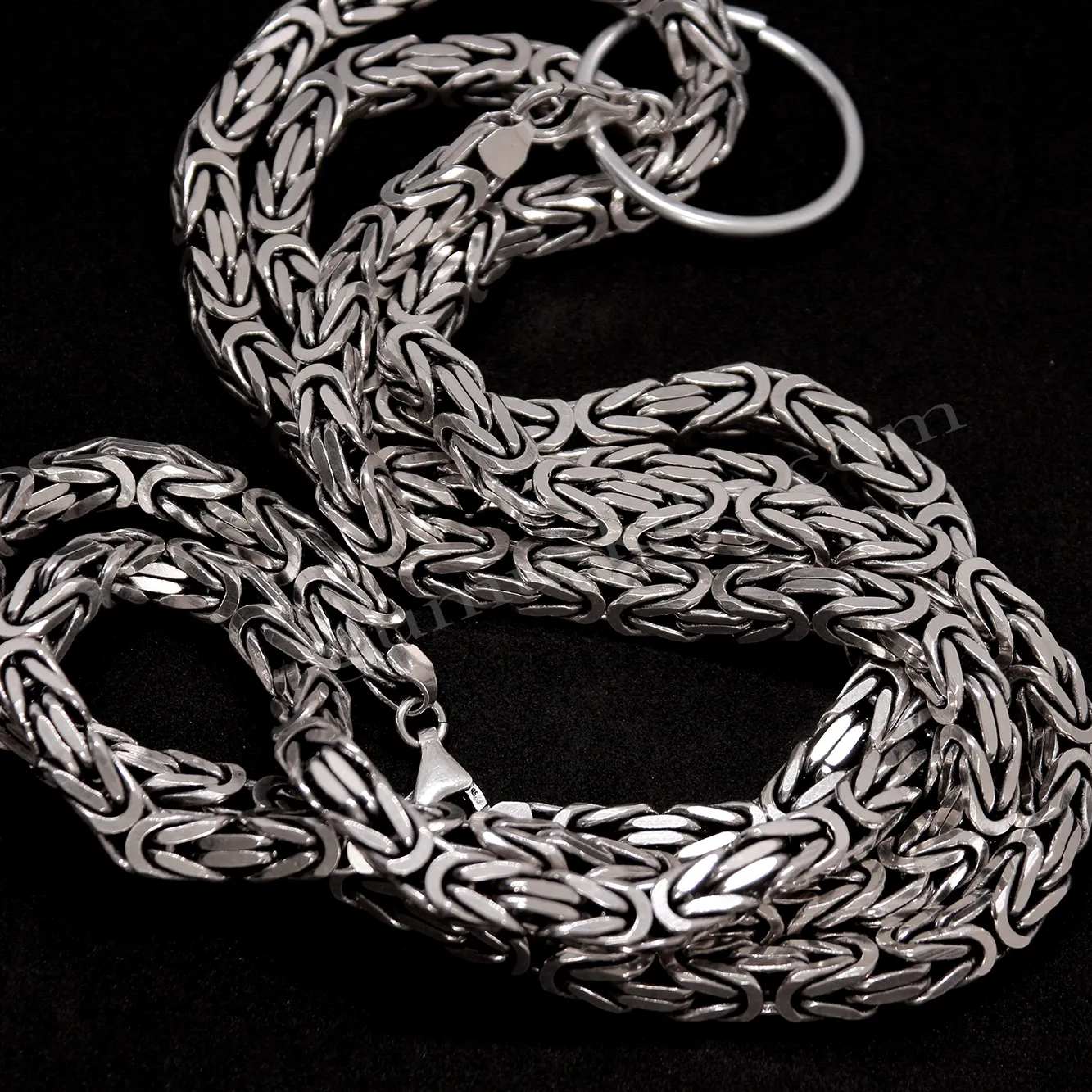 Kral Kare Model Gümüş Zincir 6,2mm Kalınlığında Toptan 925 Ayar Gümüş