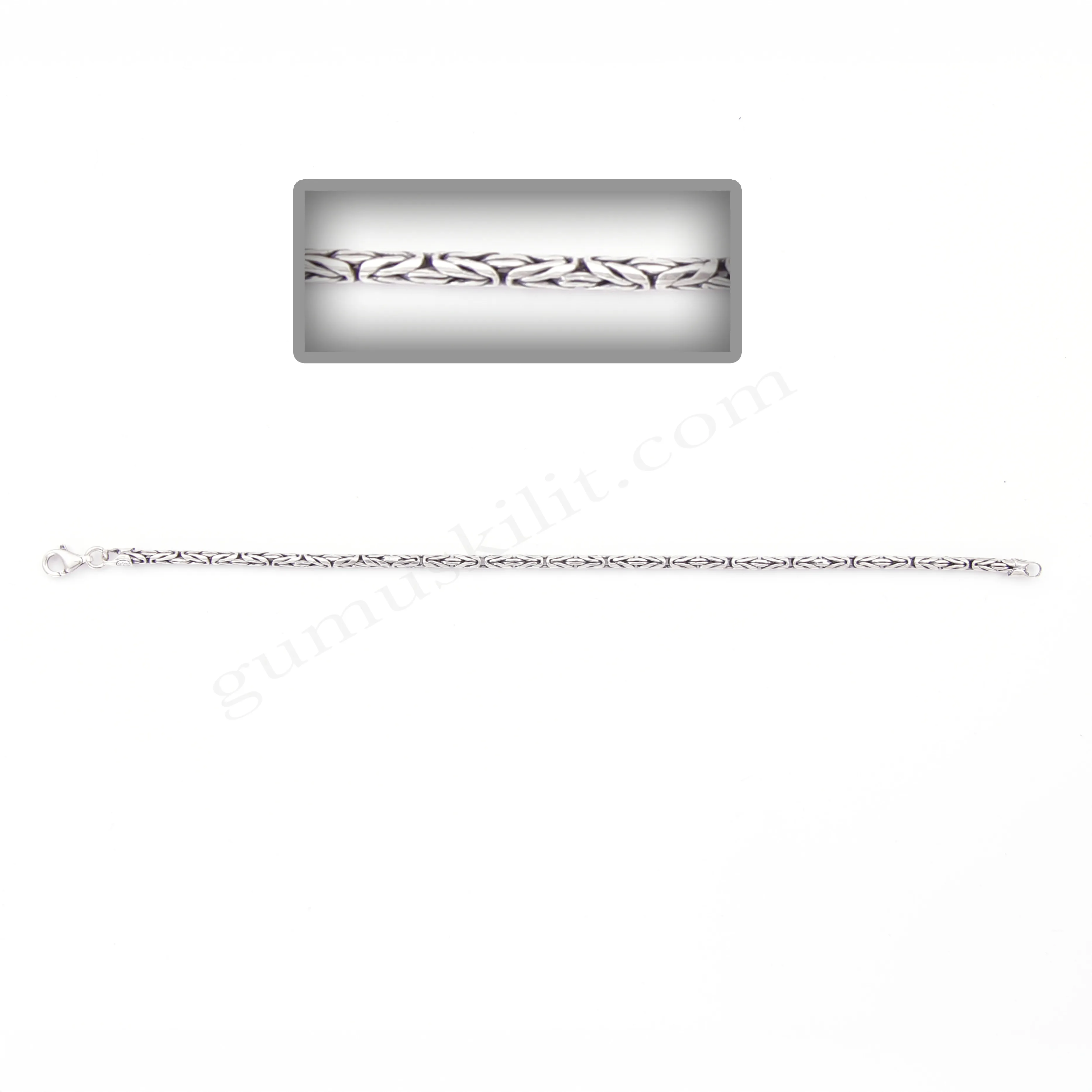 Kral Yuvarlak Model 60mikron 2,40mm Kalınlığında 925 Ayar Gümüş Toptan Bileklik