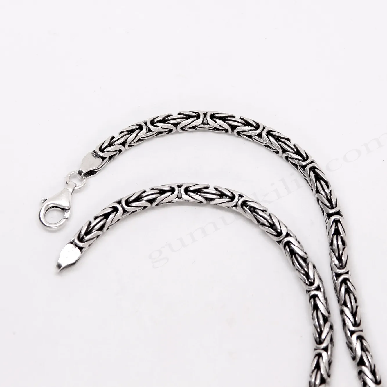 Kral Zincir Yuvarlak Model 100mikron 4mm Kalınlığında 925 Ayar Gümüş Toptan Zincir