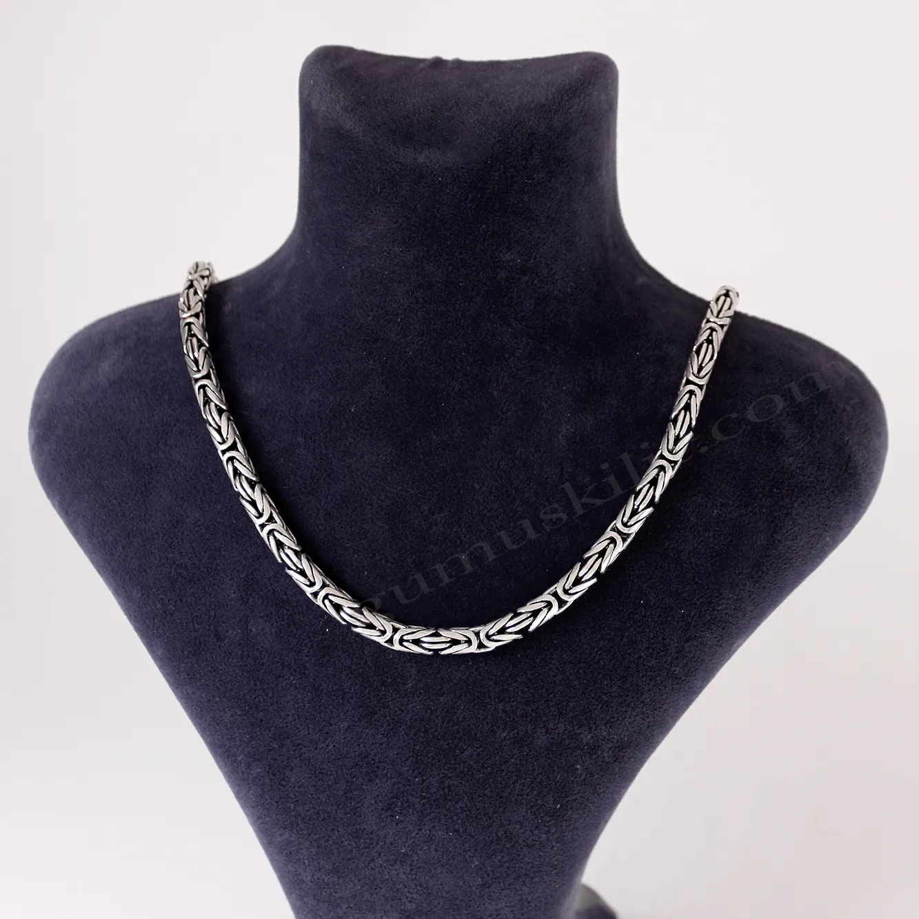 Kral Zincir Yuvarlak Model 125mikron 5mm Kalınlığında 925 Ayar Gümüş Toptan Zincir