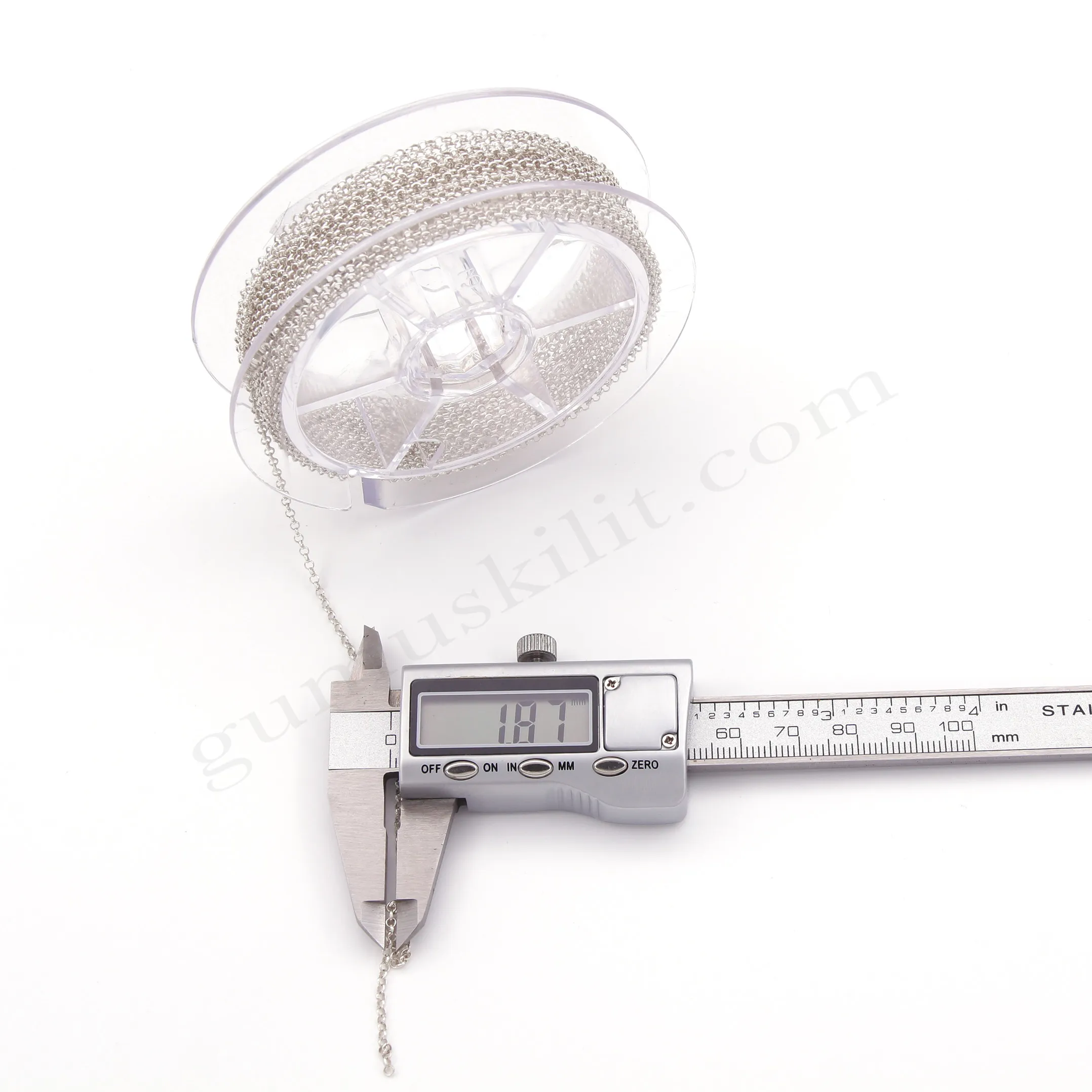 Metrelik Gümüş Doç Zincir 40 Mikron Kalınlığında 1.90mm Genişliğinde 925 Ayar Gümüş Toptan Satış