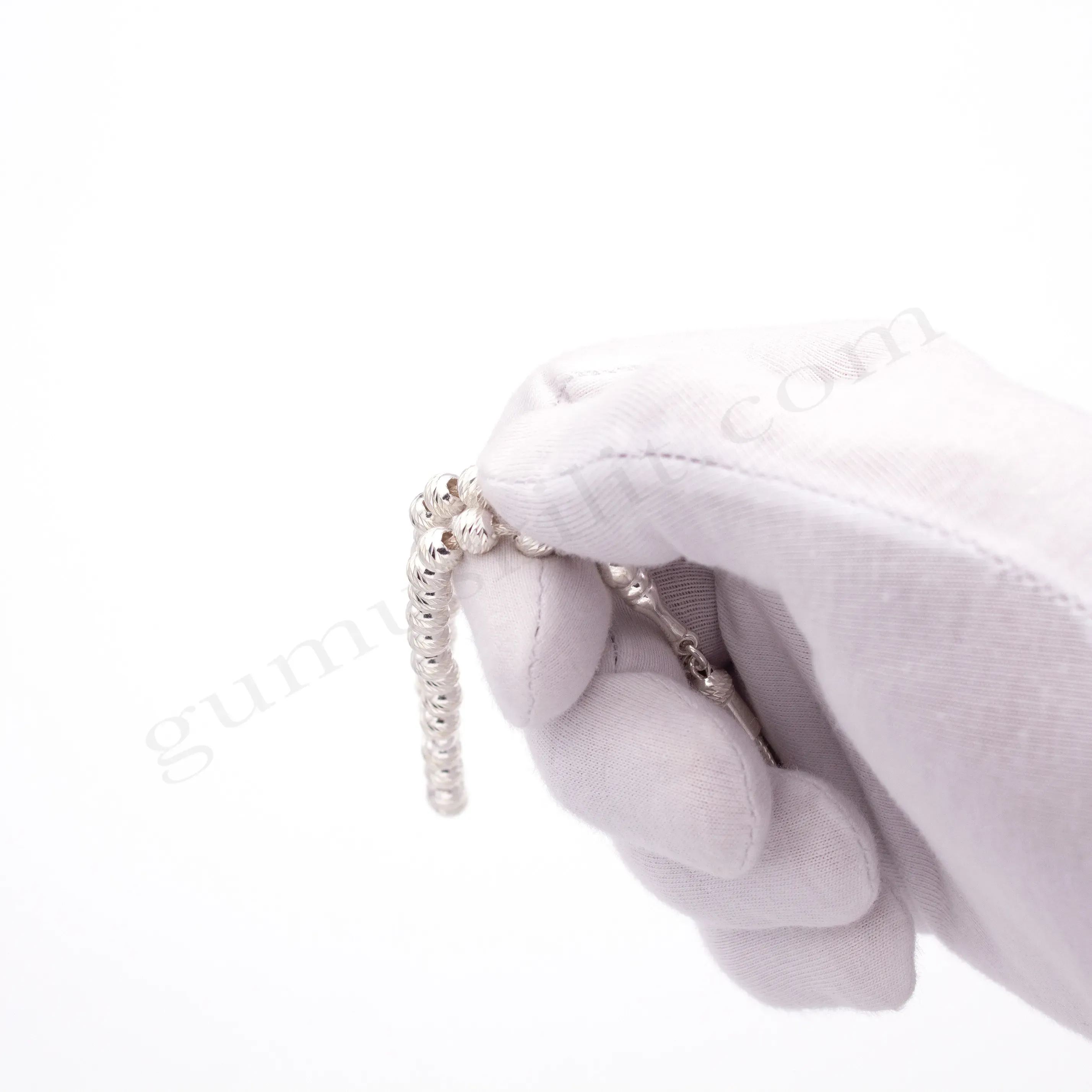 Mini Boy 925 Ayar Küre Kesim Kalem Çizgili Şık Gümüş Tespih