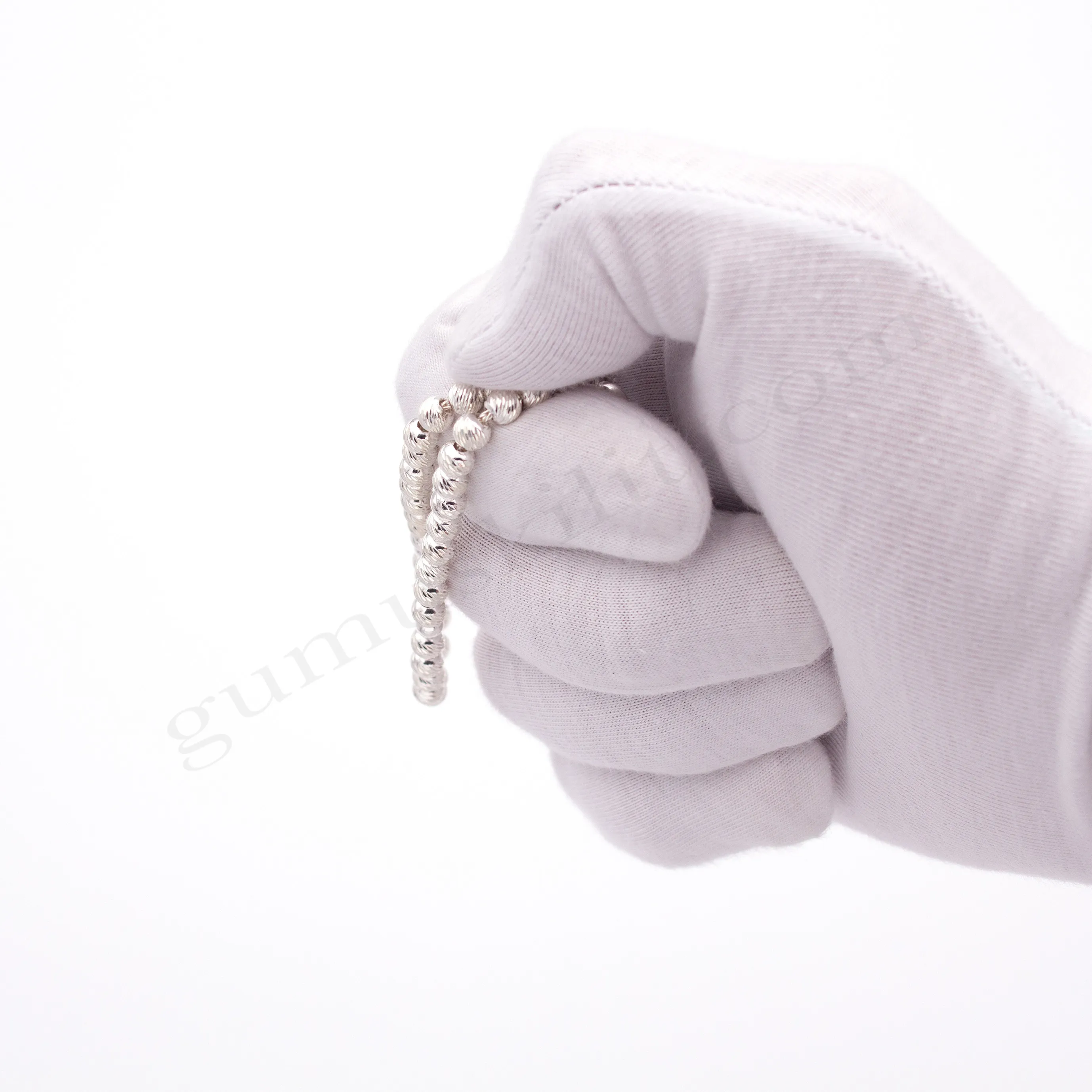 Süper Mini Boy 925 Ayar Küre Kesim Kalem Çizgili Şık Gümüş Tespih