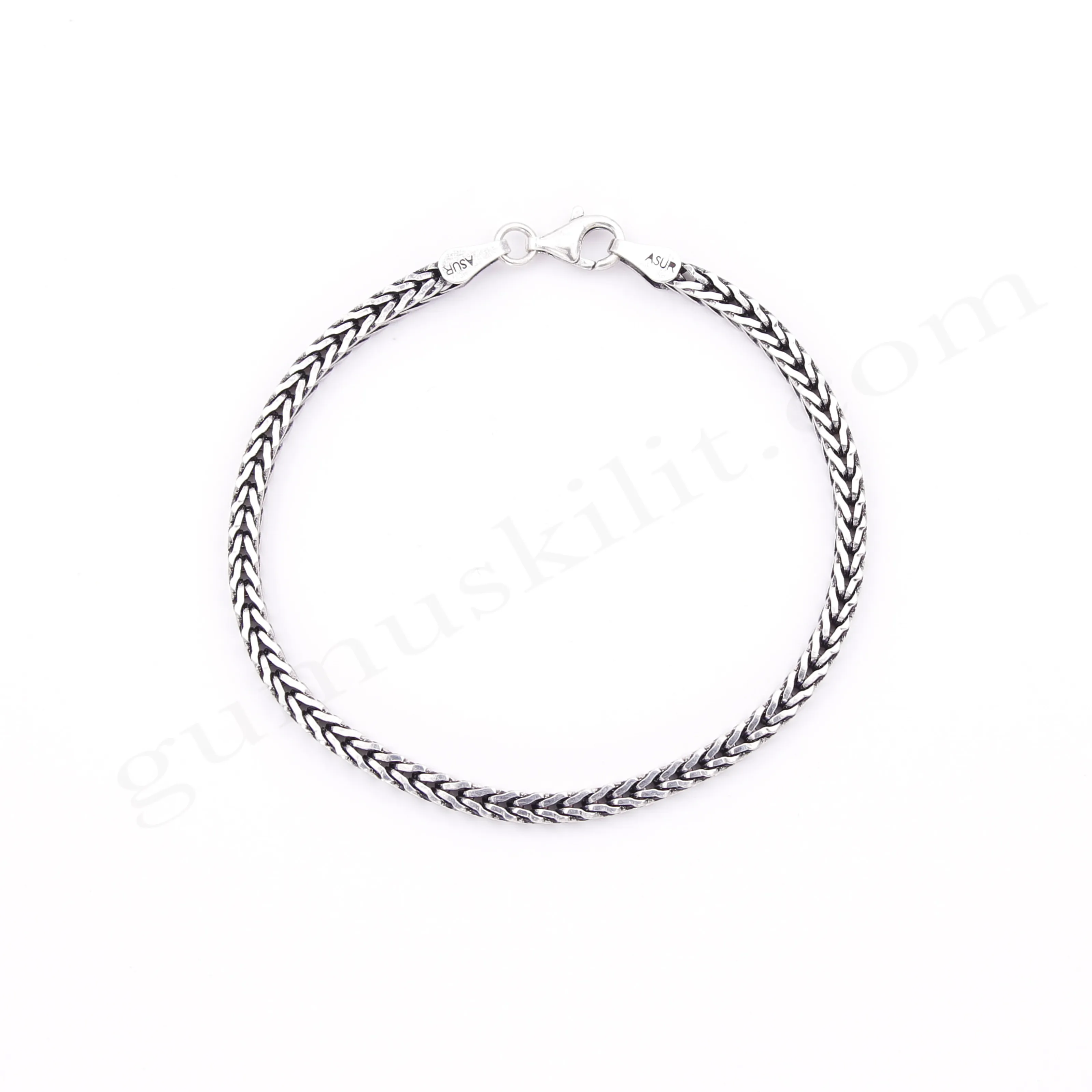 Tilki Kare Model 4 Numara 3mm kalınlığında Gümüş Bileklik